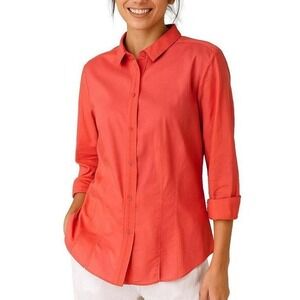 Elie Tahari Womens Top L Coral Office Career Preppy Minimalist Silk Blend Staple